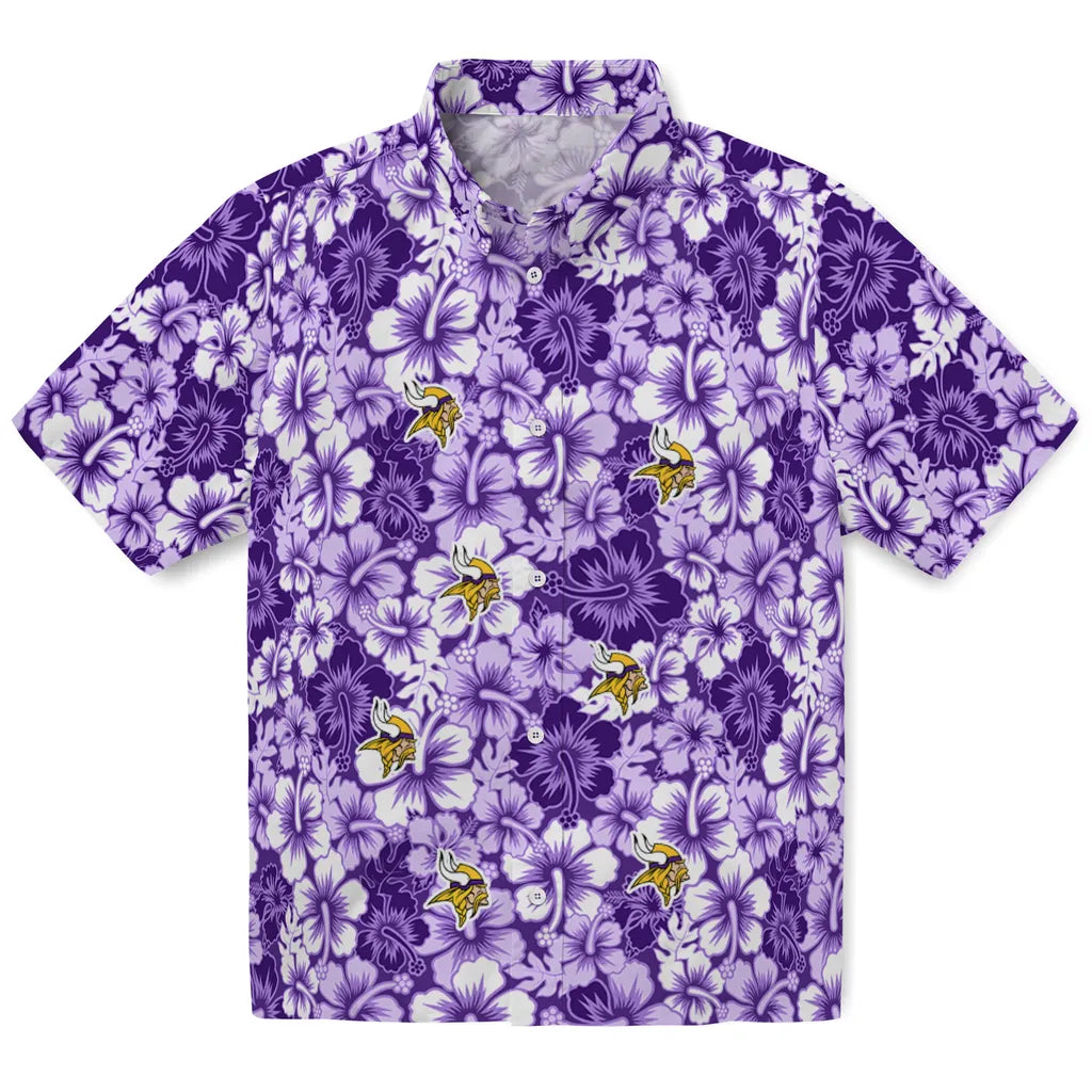 Minnesota Vikings Hawaiian Shirt - Hibiscus Blooms | Moonbestprint