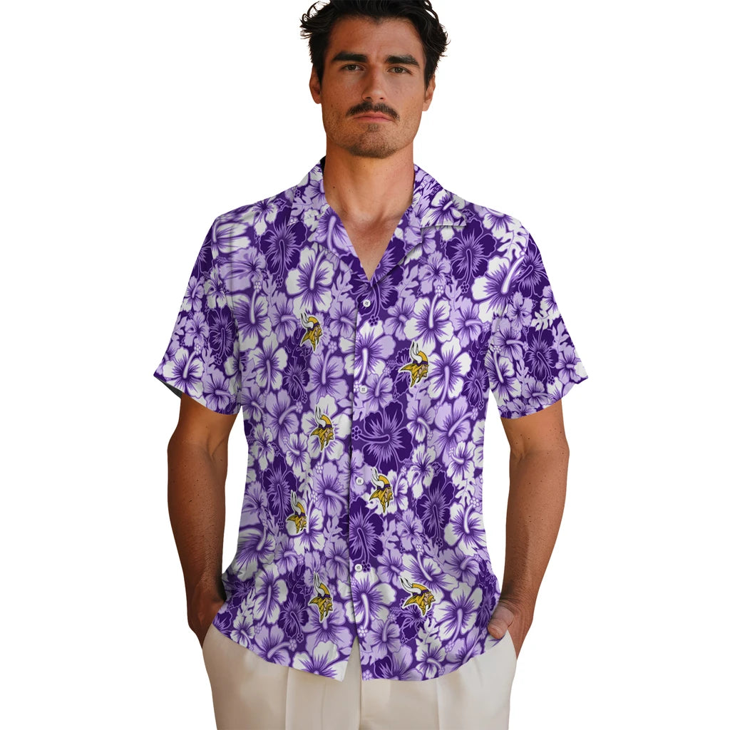 Minnesota Vikings Hawaiian Shirt - Hibiscus Blooms | Moonbestprint