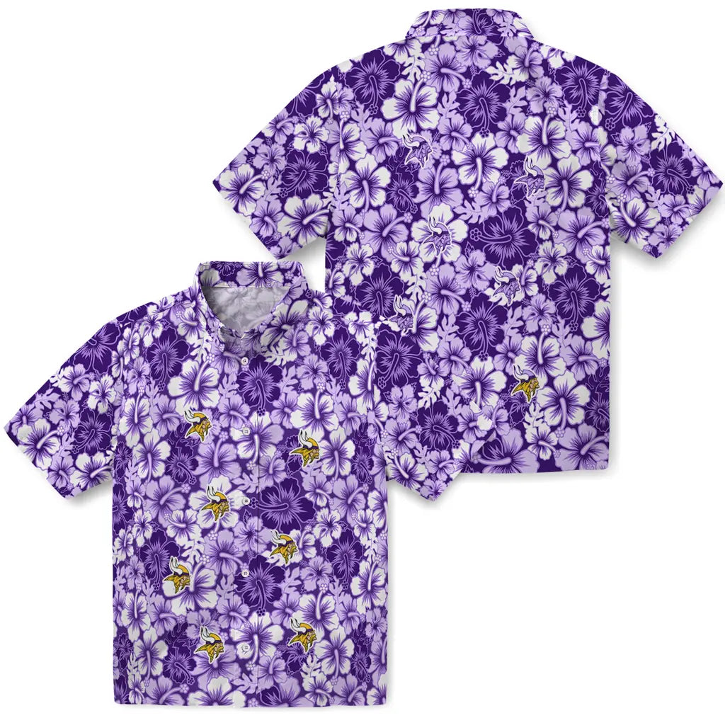 Minnesota Vikings Hawaiian Shirt - Hibiscus Blooms | Moonbestprint