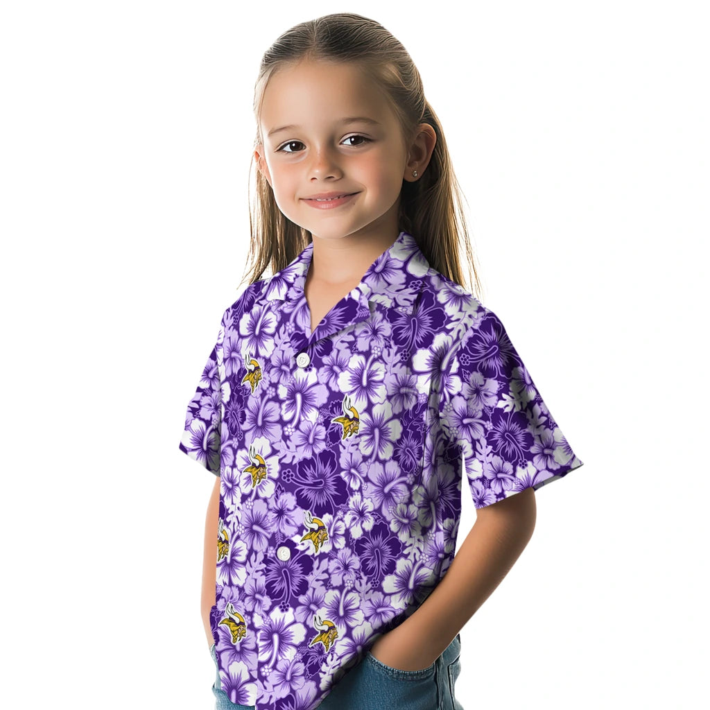 Minnesota Vikings Hawaiian Shirt - Hibiscus Blooms | Moonbestprint