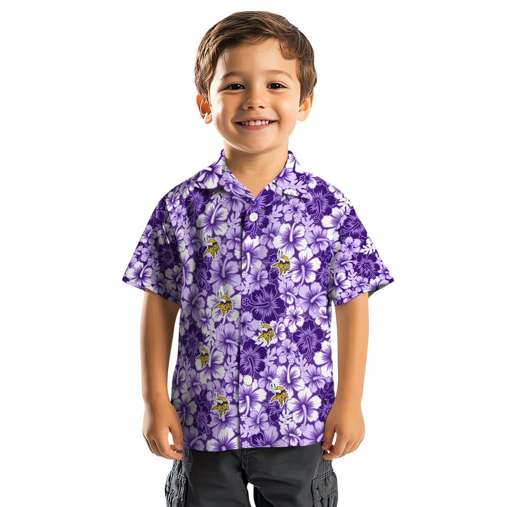 Minnesota Vikings Hawaiian Shirt - Hibiscus Blooms | Moonbestprint