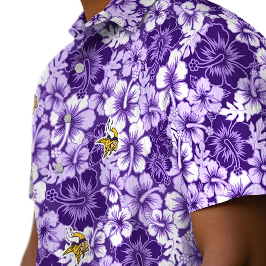 Minnesota Vikings Hawaiian Shirt - Hibiscus Blooms | Moonbestprint