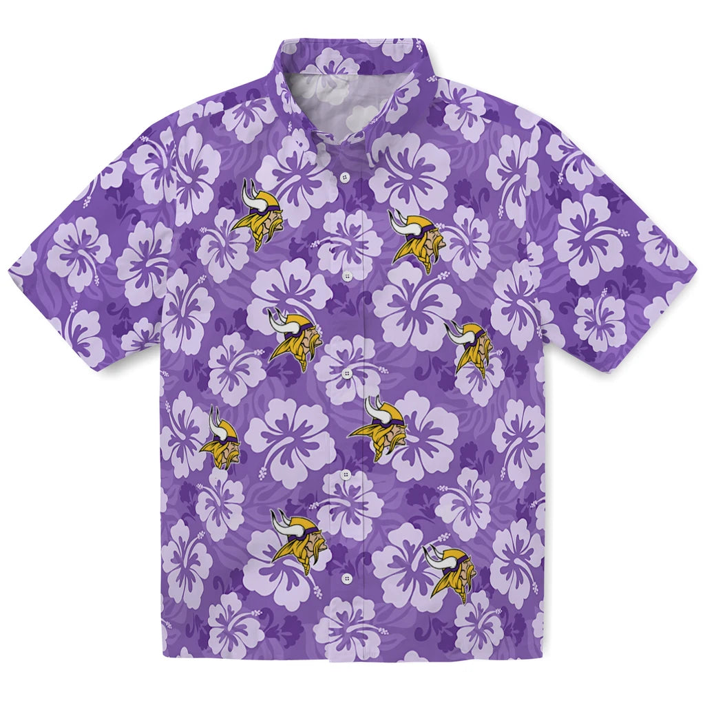 Minnesota Vikings Hawaiian Shirt - Hibiscus Cluster | Moonbestprint