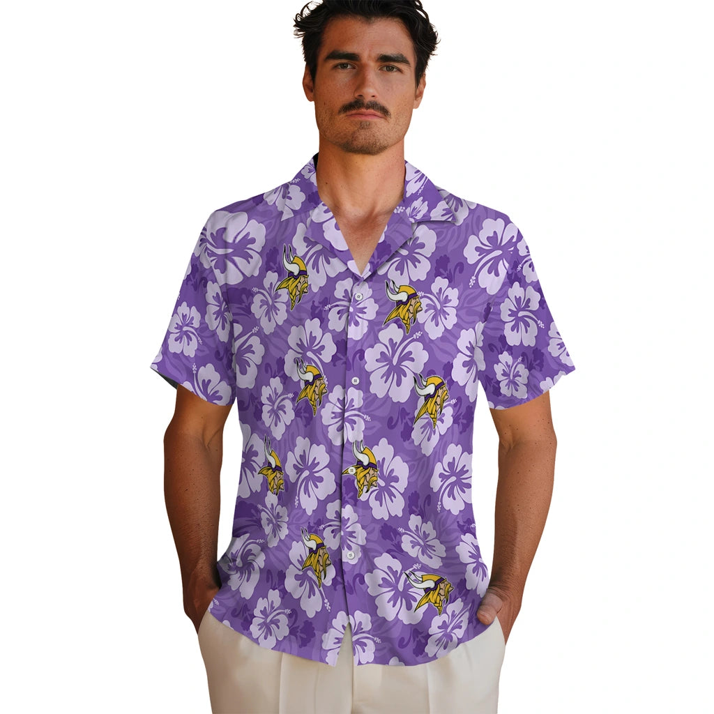 Minnesota Vikings Hawaiian Shirt - Hibiscus Cluster | Moonbestprint