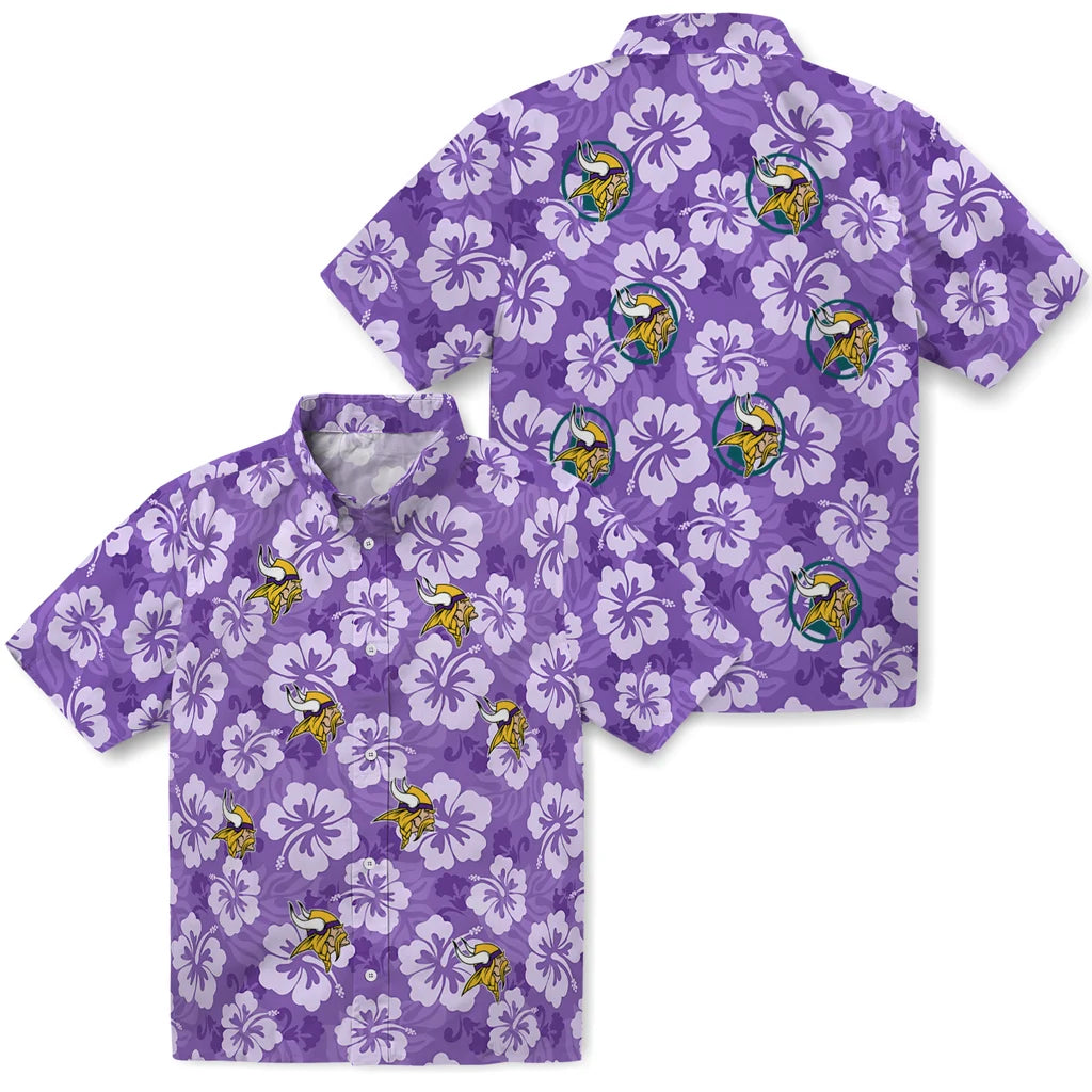 Minnesota Vikings Hawaiian Shirt - Hibiscus Cluster | Moonbestprint