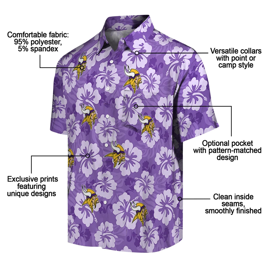 Minnesota Vikings Hawaiian Shirt - Hibiscus Cluster | Moonbestprint