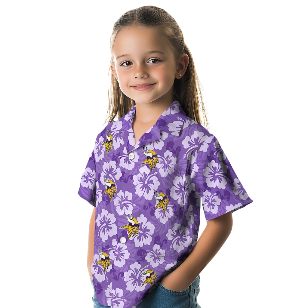 Minnesota Vikings Hawaiian Shirt - Hibiscus Cluster | Moonbestprint