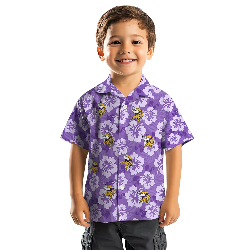 Minnesota Vikings Hawaiian Shirt - Hibiscus Cluster | Moonbestprint