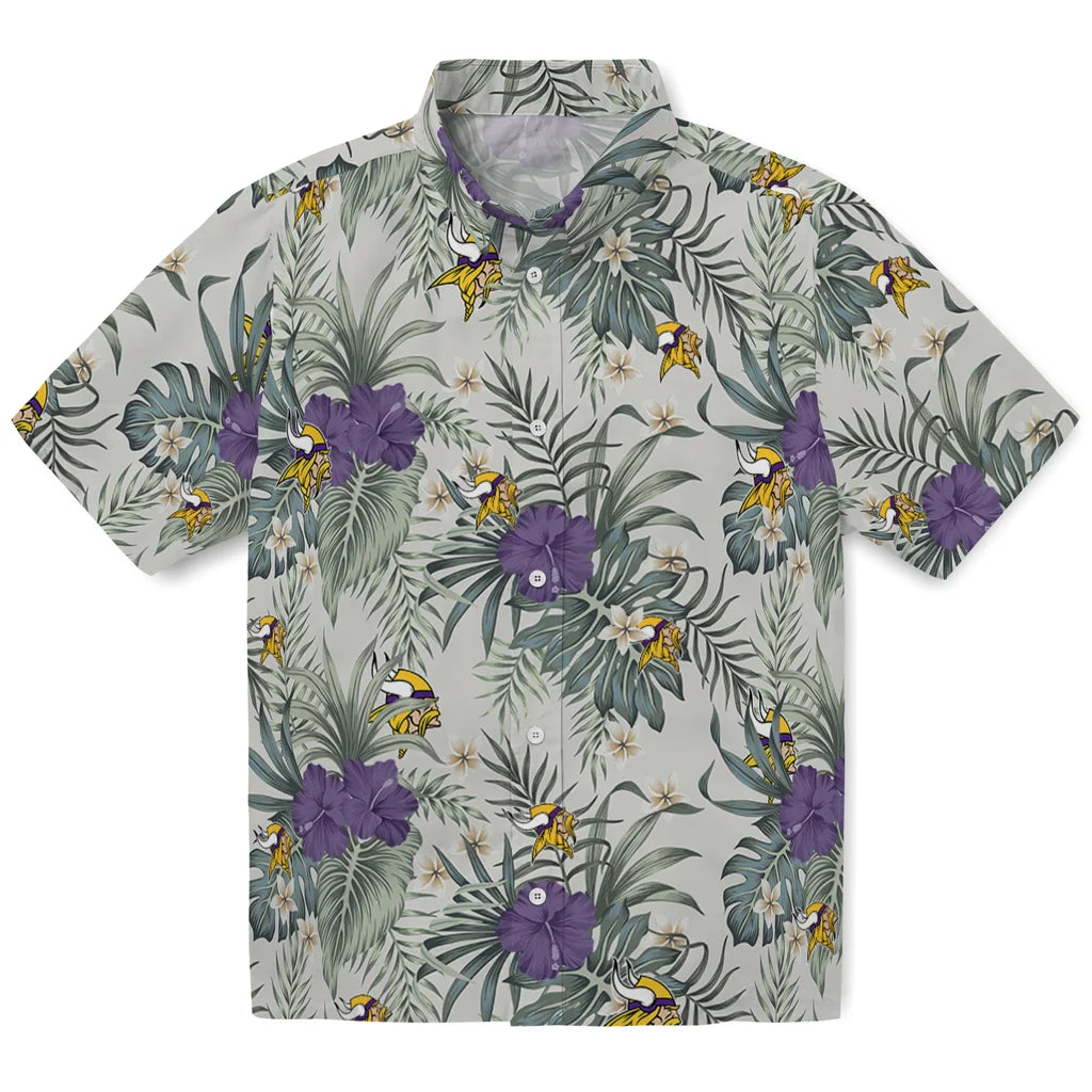 Minnesota Vikings Hawaiian Shirt - Hibiscus Designs | Moonbestprint