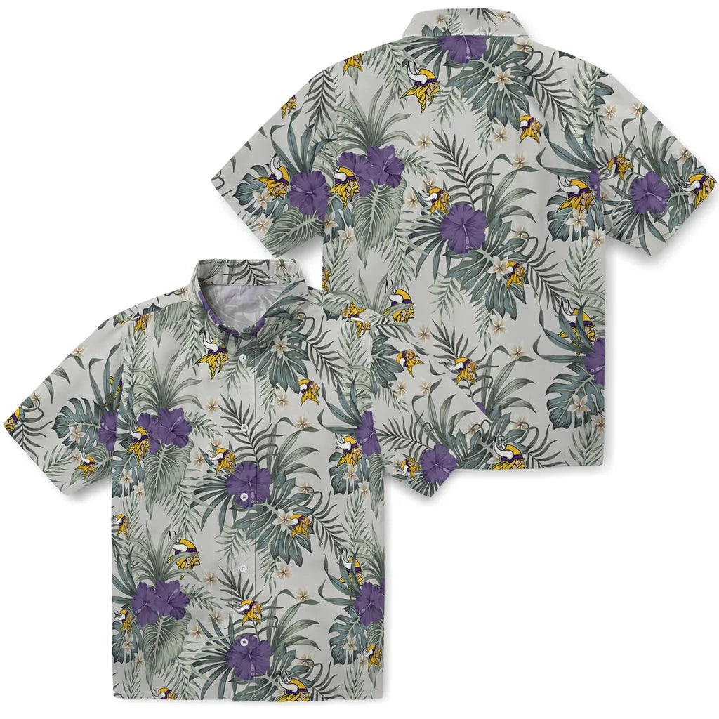 Minnesota Vikings Hawaiian Shirt - Hibiscus Designs | Moonbestprint