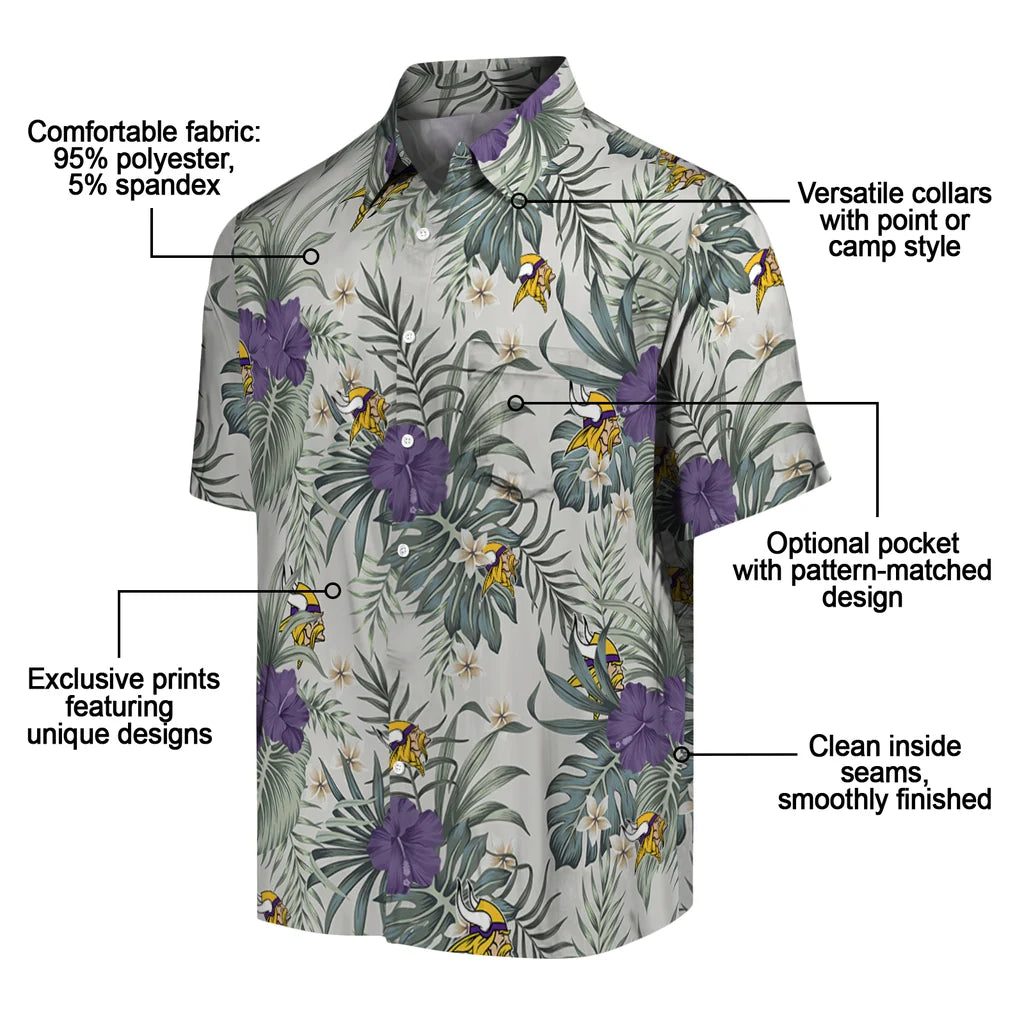Minnesota Vikings Hawaiian Shirt - Hibiscus Designs | Moonbestprint