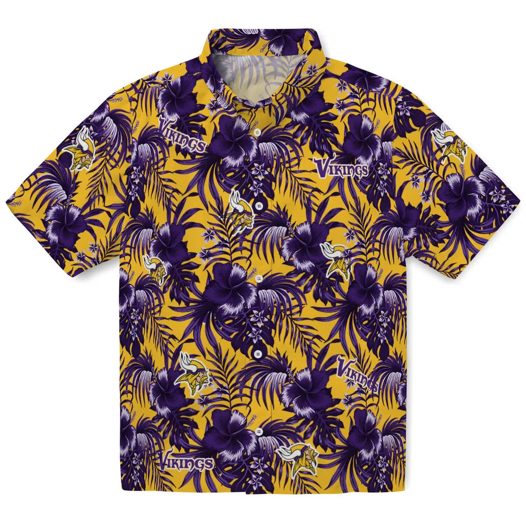 Minnesota Vikings Hawaiian Shirt - Hibiscus Exotic | Moonbestprint