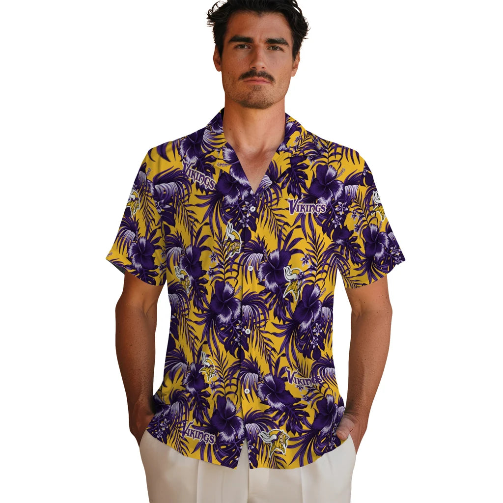 Minnesota Vikings Hawaiian Shirt - Hibiscus Exotic | Moonbestprint