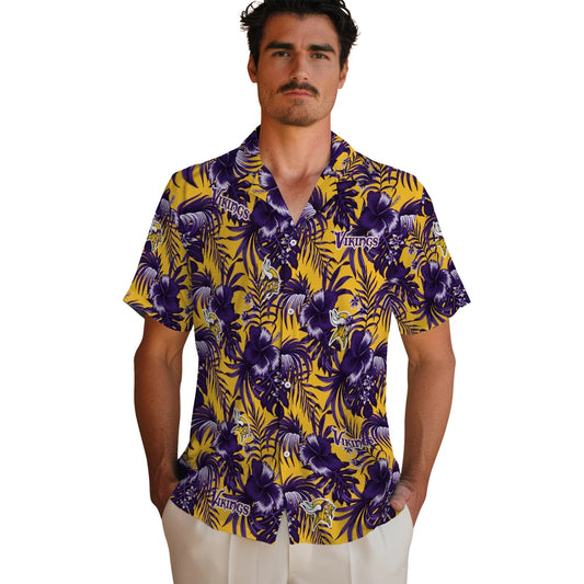 Minnesota Vikings Hawaiian Shirt - Hibiscus Exotic | Moonbestprint