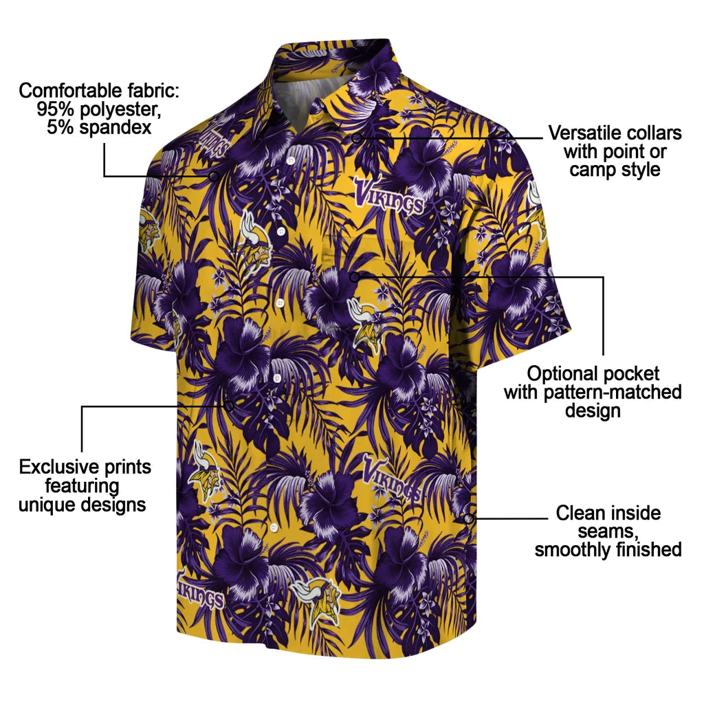 Minnesota Vikings Hawaiian Shirt - Hibiscus Exotic | Moonbestprint