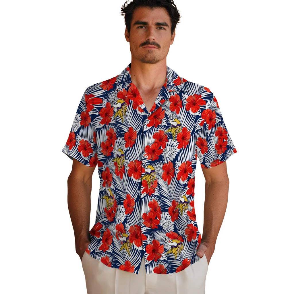 Minnesota Vikings Hawaiian Shirt - Hibiscus Fiesta | Moonbestprint