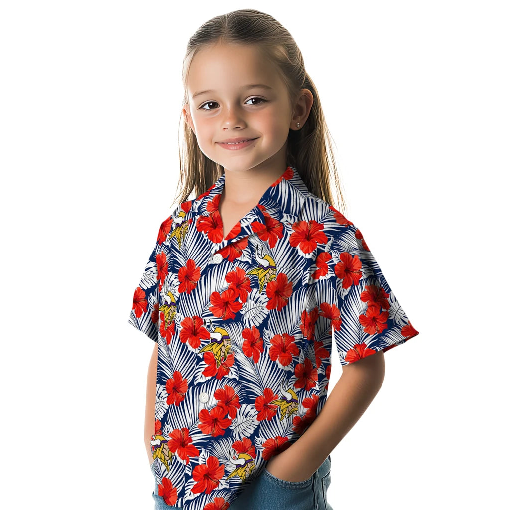 Minnesota Vikings Hawaiian Shirt - Hibiscus Fiesta | Moonbestprint