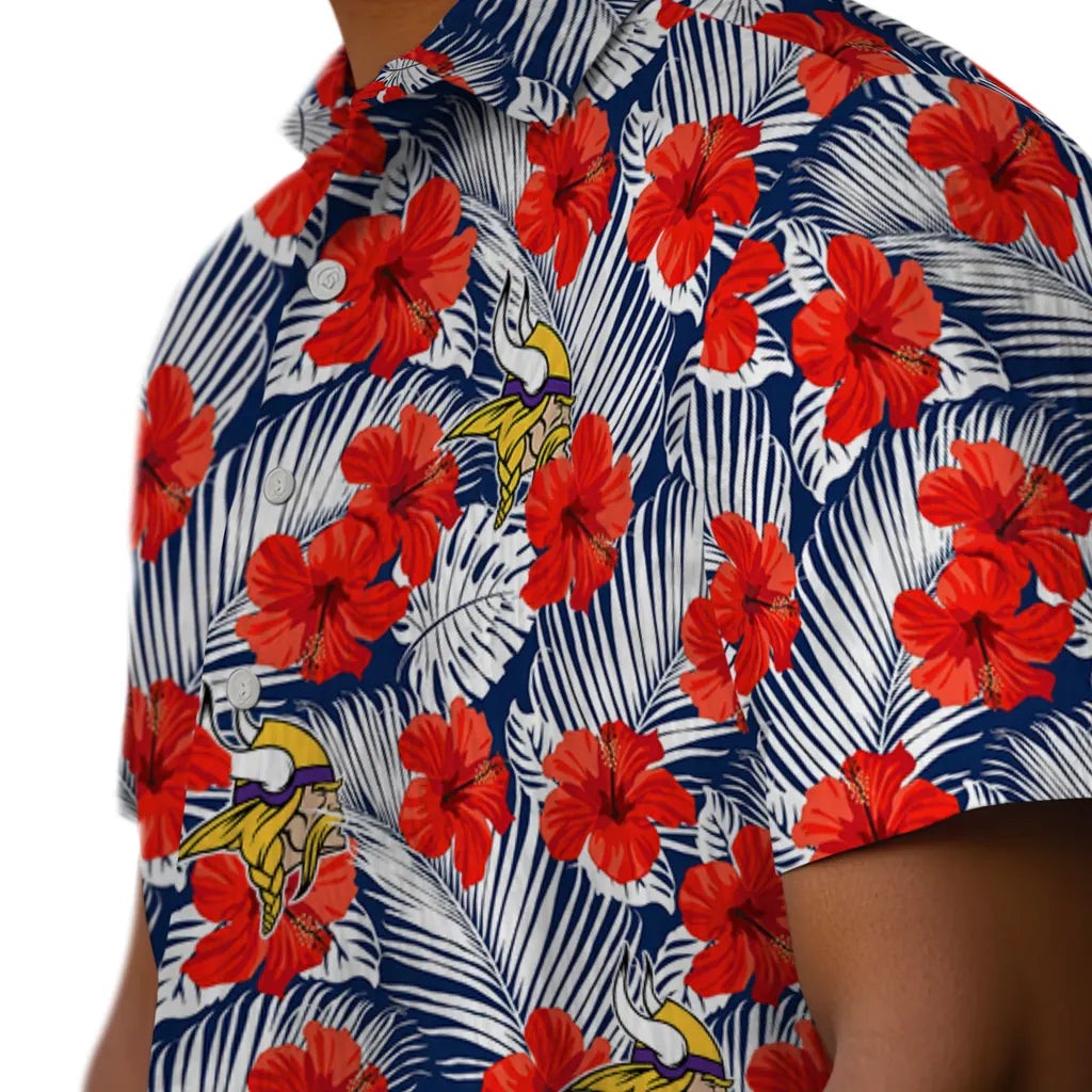 Minnesota Vikings Hawaiian Shirt - Hibiscus Fiesta | Moonbestprint