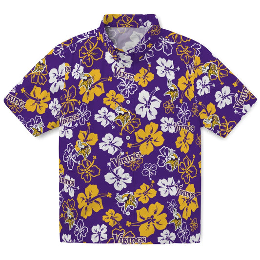 Minnesota Vikings Hawaiian Shirt - Hibiscus Flower Design | Moonbestprint