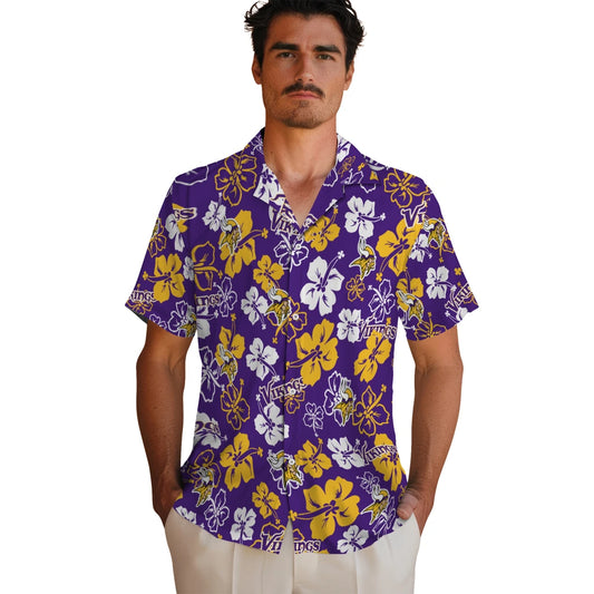 Minnesota Vikings Hawaiian Shirt - Hibiscus Flower Design | Moonbestprint