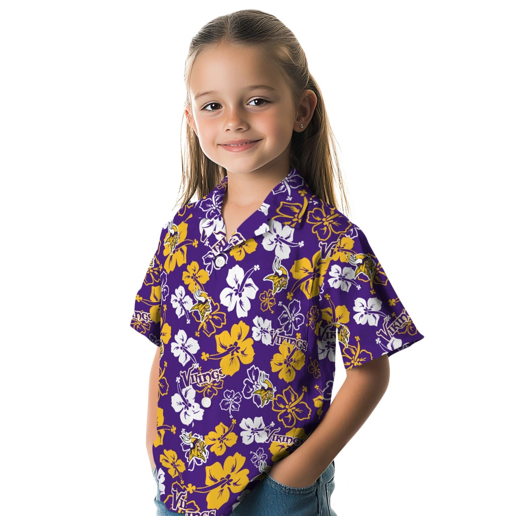 Minnesota Vikings Hawaiian Shirt - Hibiscus Flower Design | Moonbestprint
