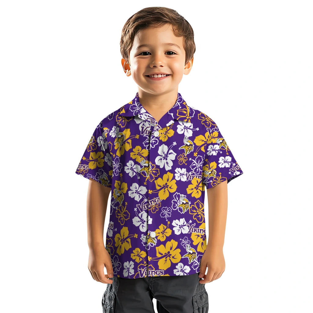 Minnesota Vikings Hawaiian Shirt - Hibiscus Flower Design | Moonbestprint