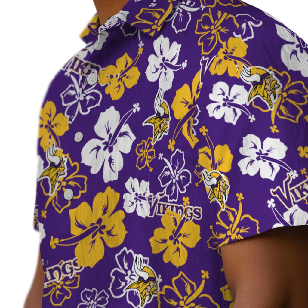 Minnesota Vikings Hawaiian Shirt - Hibiscus Flower Design | Moonbestprint