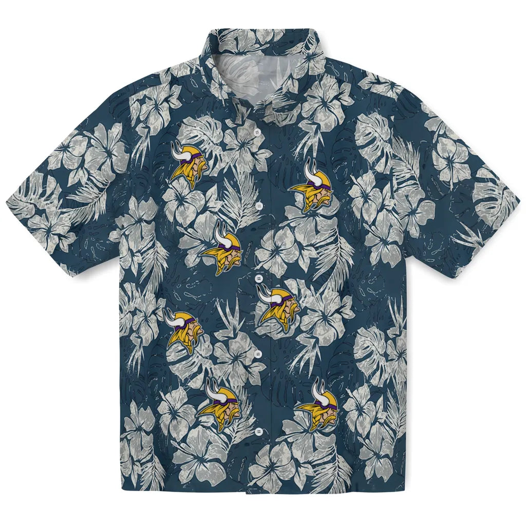 Minnesota Vikings Hawaiian Shirt - Hibiscus Flowers | Moonbestprint