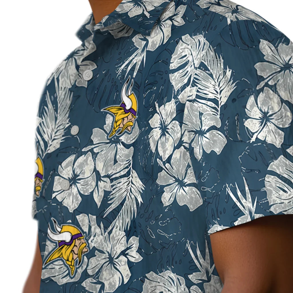 Minnesota Vikings Hawaiian Shirt - Hibiscus Flowers | Moonbestprint