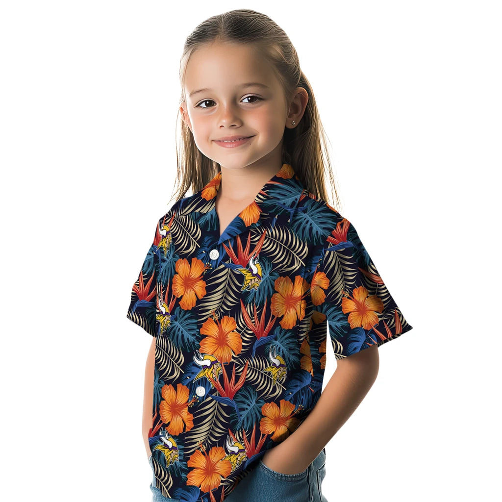 Minnesota Vikings Hawaiian Shirt - Hibiscus Foliage | Moonbestprint