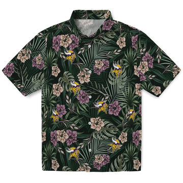 Minnesota Vikings Hawaiian Shirt - Hibiscus Leaves Pattern | Moonbestprint