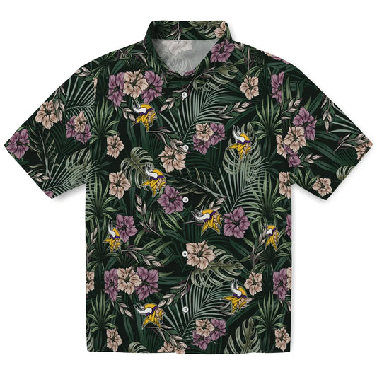 Minnesota Vikings Hawaiian Shirt - Hibiscus Leaves Pattern | Moonbestprint