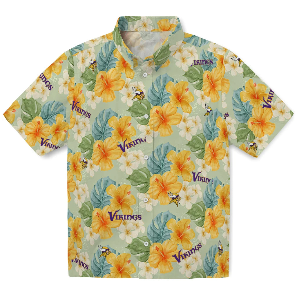 Minnesota Vikings Hawaiian Shirt - Hibiscus Mood | Moonbestprint