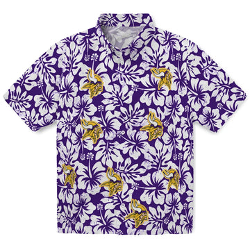 Minnesota Vikings Hawaiian Shirt - Hibiscus Motif | Moonbestprint
