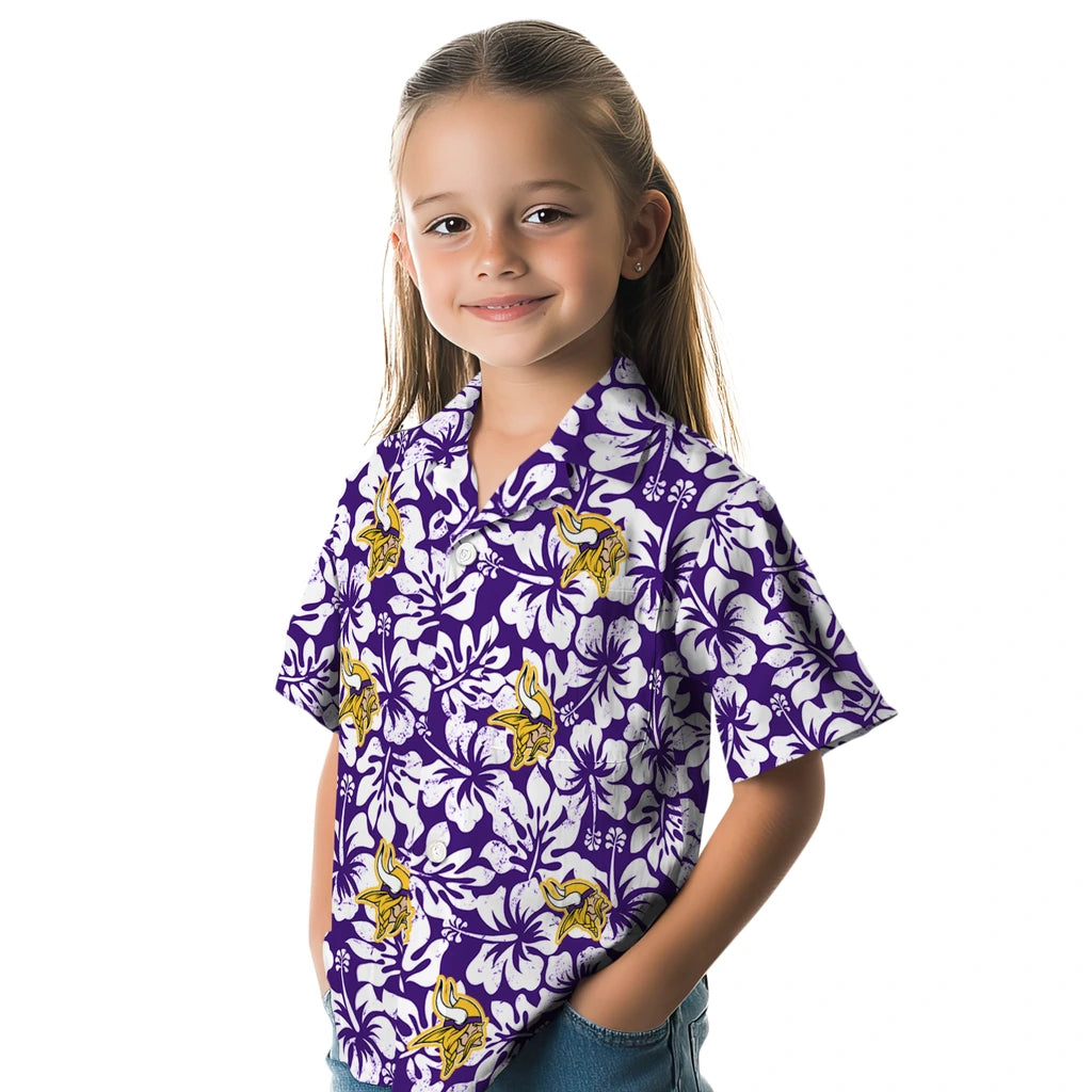 Minnesota Vikings Hawaiian Shirt - Hibiscus Motif | Moonbestprint