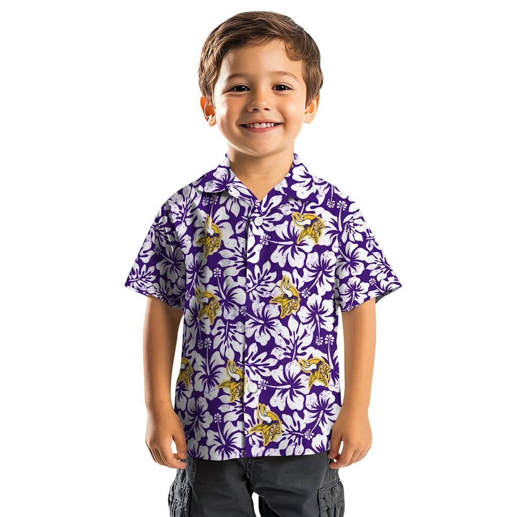 Minnesota Vikings Hawaiian Shirt - Hibiscus Motif | Moonbestprint
