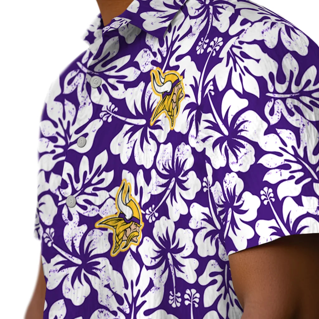 Minnesota Vikings Hawaiian Shirt - Hibiscus Motif | Moonbestprint