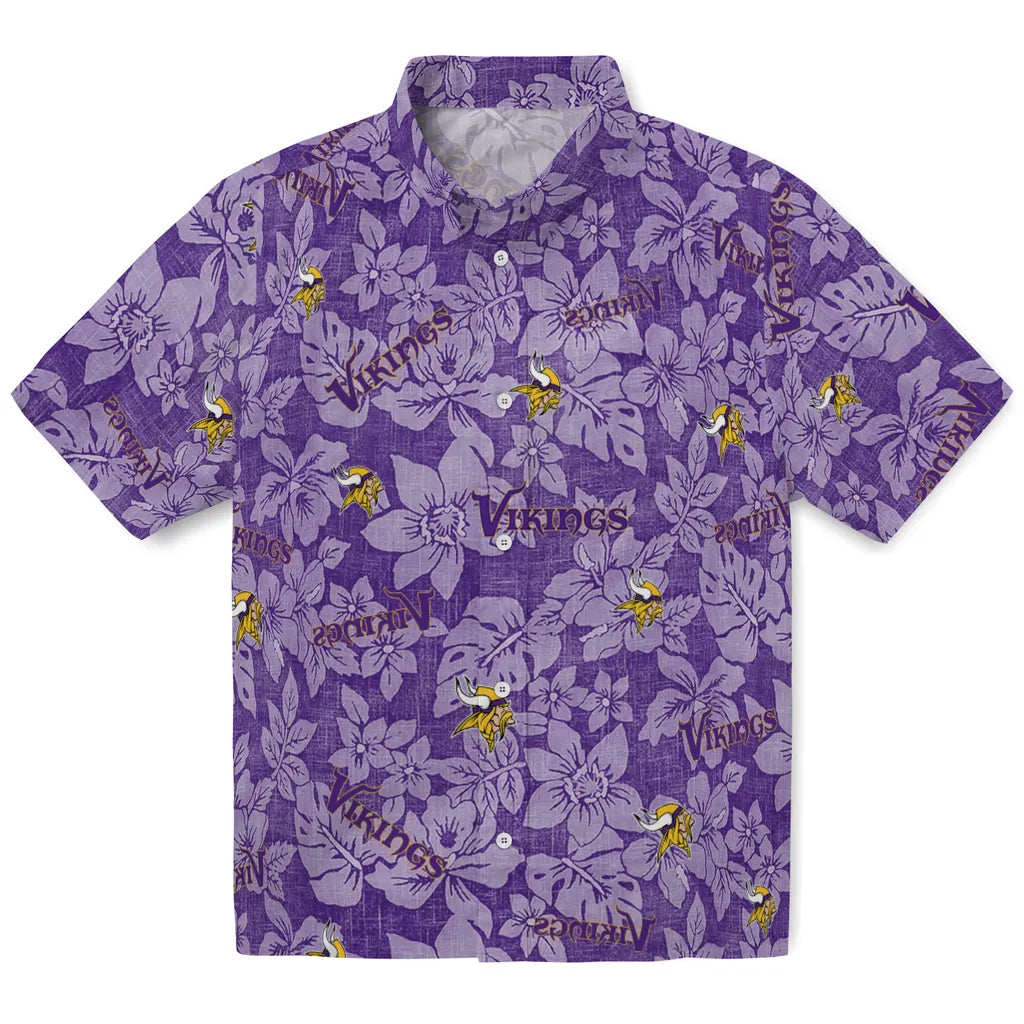 Minnesota Vikings Hawaiian Shirt - Hibiscus Oasis | Moonbestprint