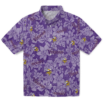 Minnesota Vikings Hawaiian Shirt - Hibiscus Oasis | Moonbestprint
