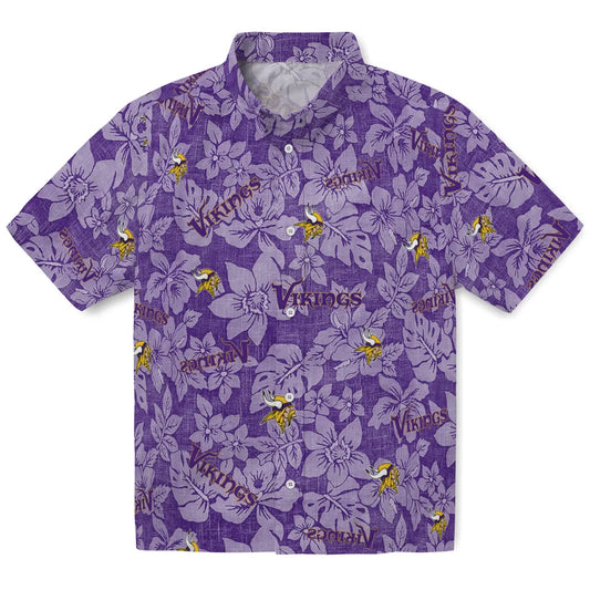 Minnesota Vikings Hawaiian Shirt - Hibiscus Oasis | Moonbestprint