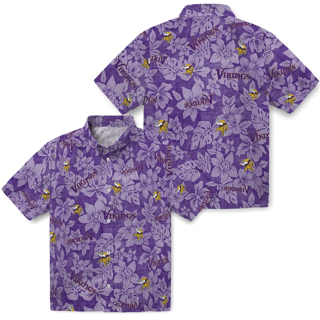 Minnesota Vikings Hawaiian Shirt - Hibiscus Oasis | Moonbestprint