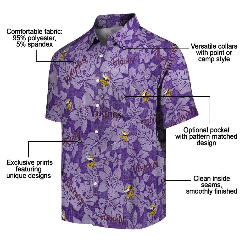 Minnesota Vikings Hawaiian Shirt - Hibiscus Oasis | Moonbestprint