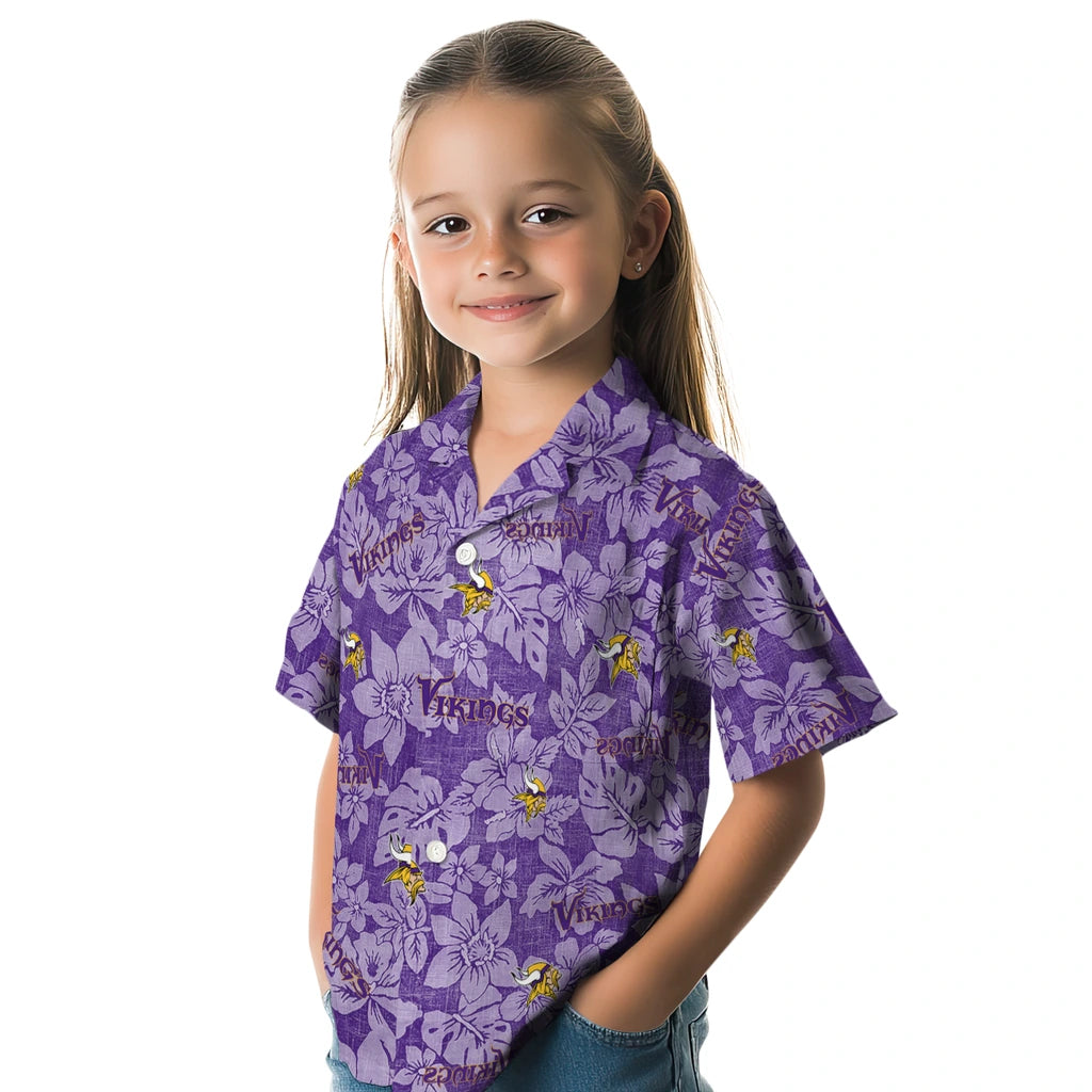 Minnesota Vikings Hawaiian Shirt - Hibiscus Oasis | Moonbestprint