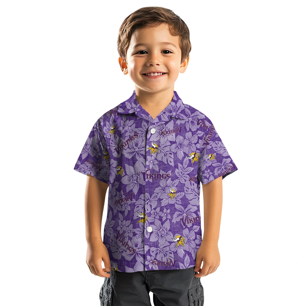 Minnesota Vikings Hawaiian Shirt - Hibiscus Oasis | Moonbestprint