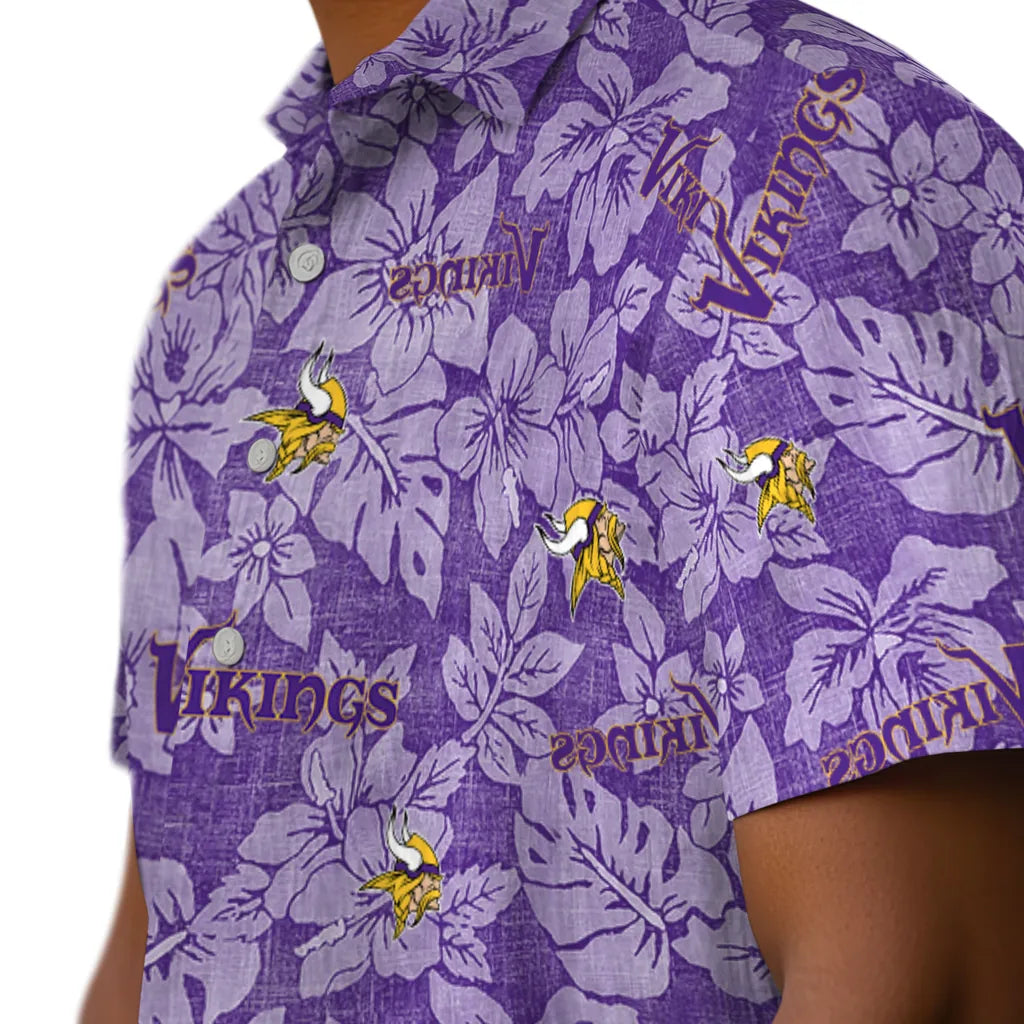 Minnesota Vikings Hawaiian Shirt - Hibiscus Oasis | Moonbestprint