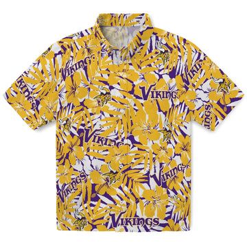 Minnesota Vikings Hawaiian Shirt - Hibiscus Overlay | Moonbestprint