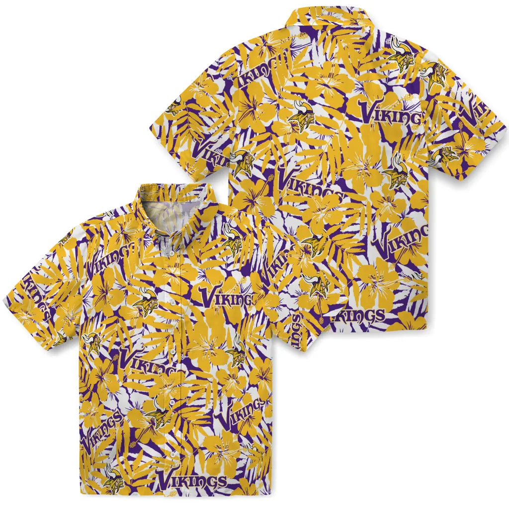 Minnesota Vikings Hawaiian Shirt - Hibiscus Overlay | Moonbestprint