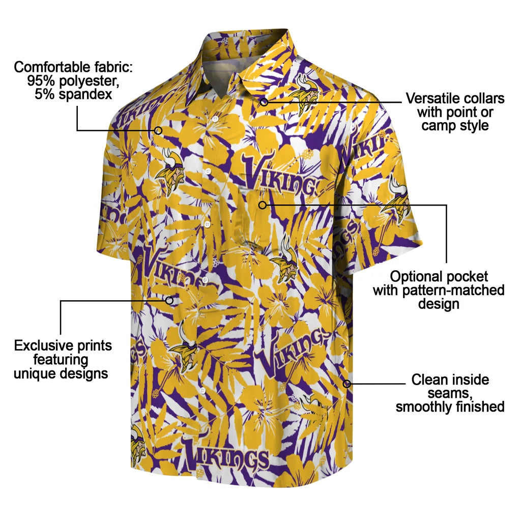 Minnesota Vikings Hawaiian Shirt - Hibiscus Overlay | Moonbestprint