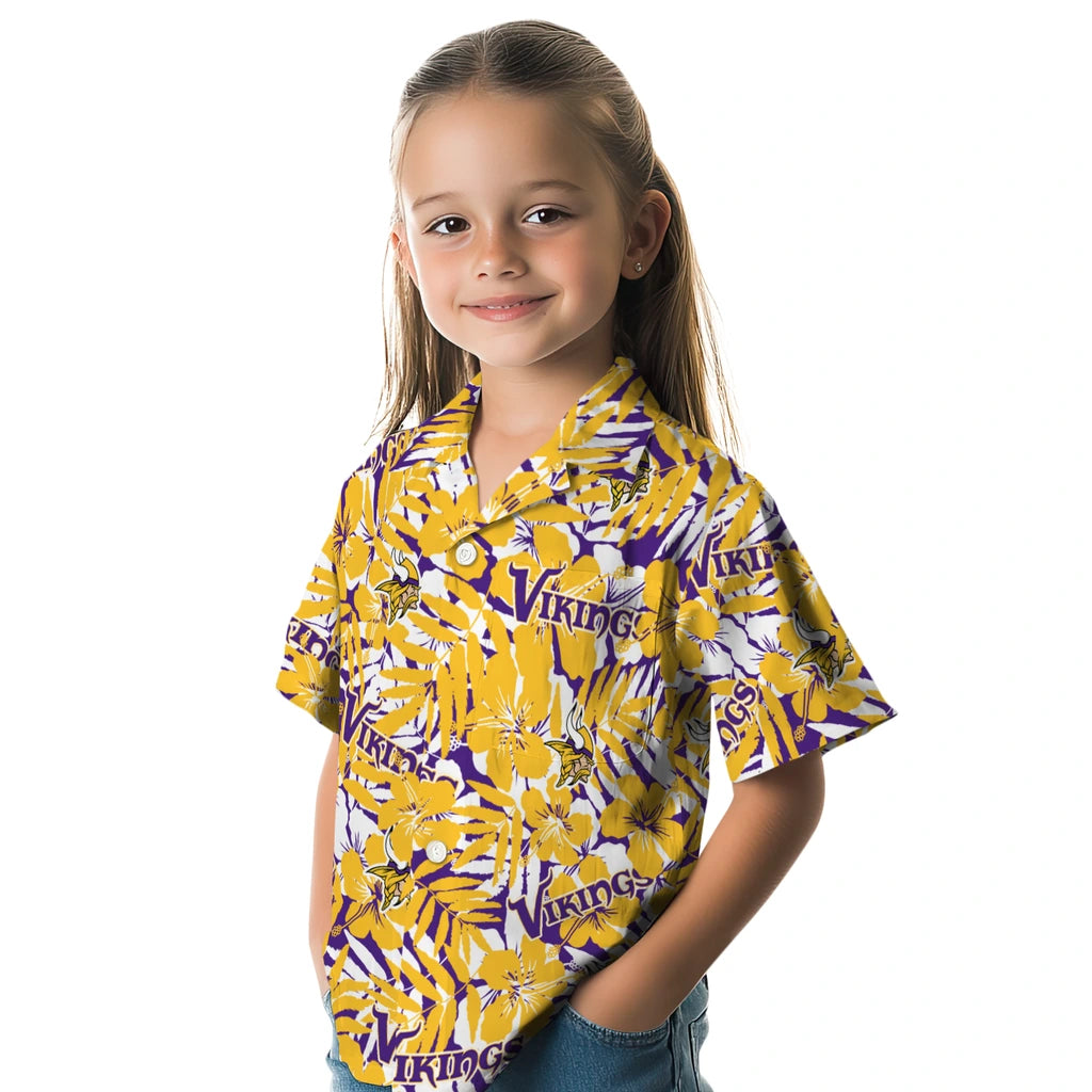 Minnesota Vikings Hawaiian Shirt - Hibiscus Overlay | Moonbestprint