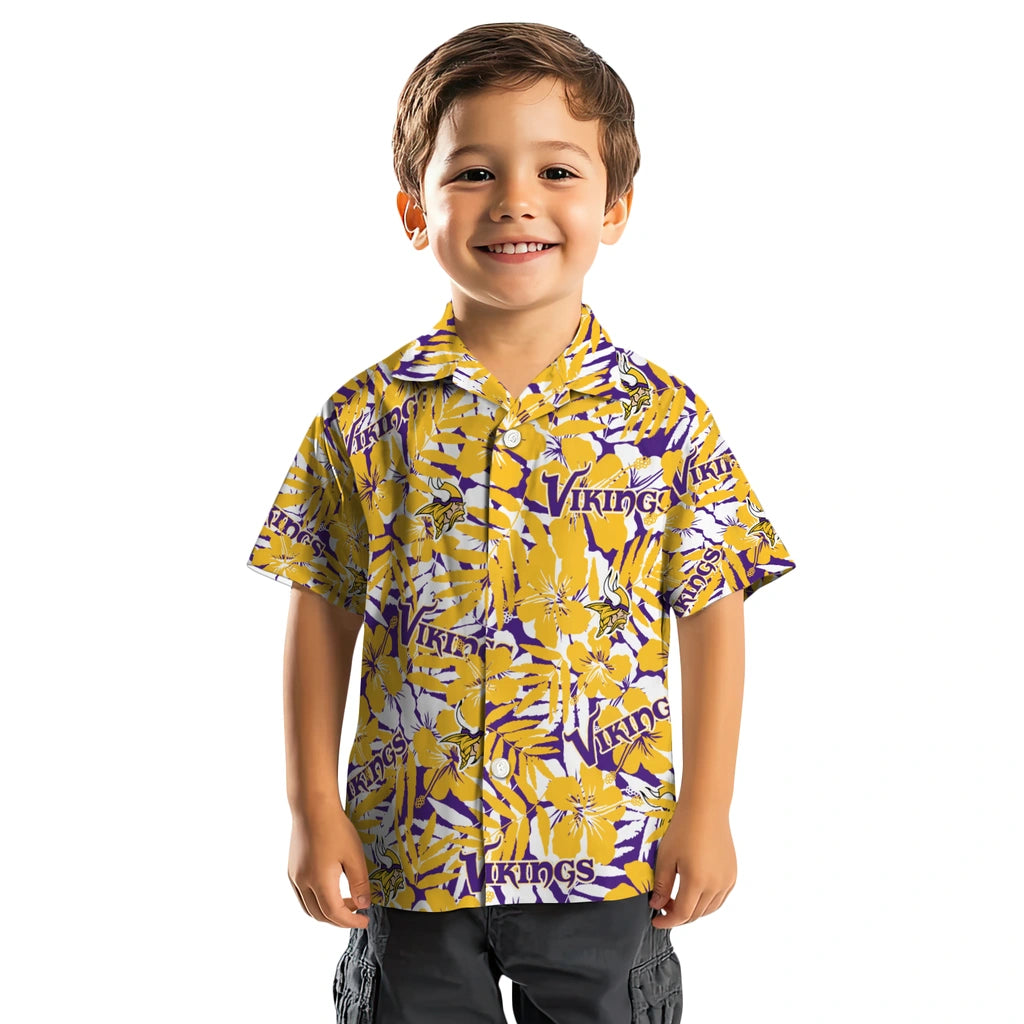 Minnesota Vikings Hawaiian Shirt - Hibiscus Overlay | Moonbestprint